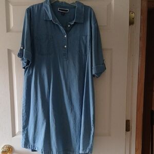 Karen Scott Sky Blue Button-Up Dress